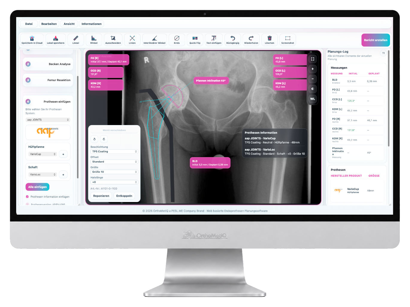 OrthoMetiQ Plattformansicht