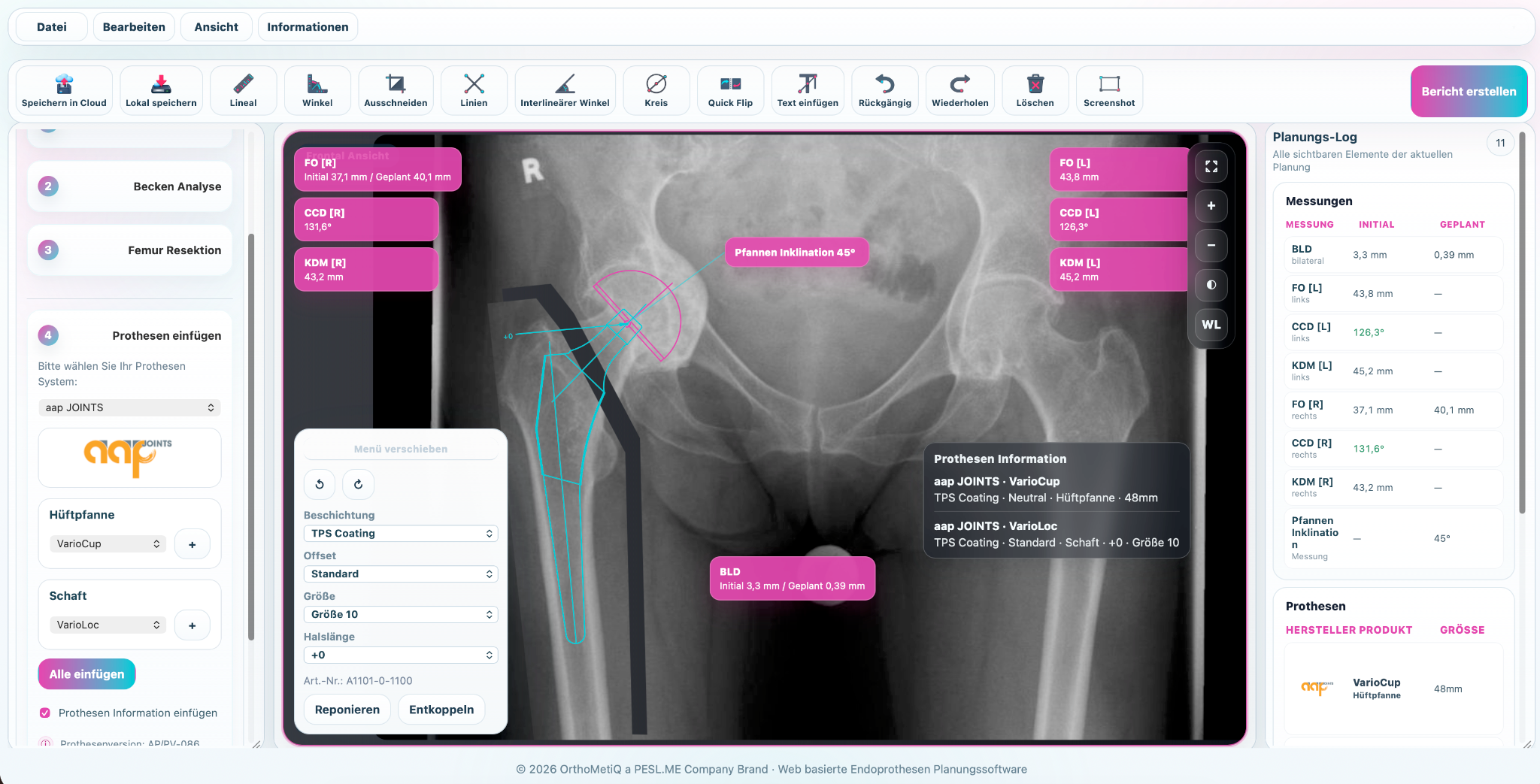 OrthoMetiQ Plattformansicht